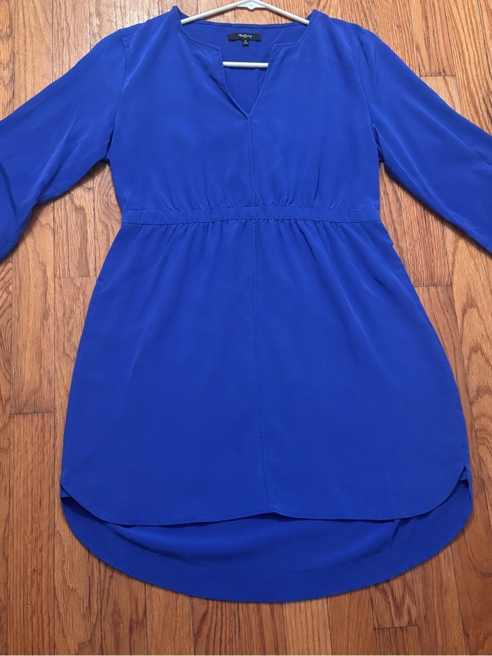 Madewell 100% Mulberry Silk Blue Fit & Flare Dress 3/4 Sleeve Women’s Size 12